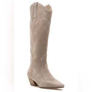 Steve Madden Dollie Taupe Knee-High Sand Suede Boots Sz 7.5 BNWB